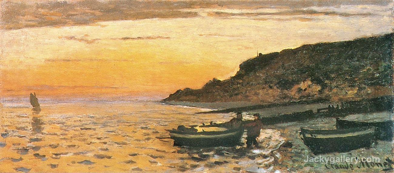Seacoast at Saint-Adresse, Sunset by Claude Monet paintings reproduction